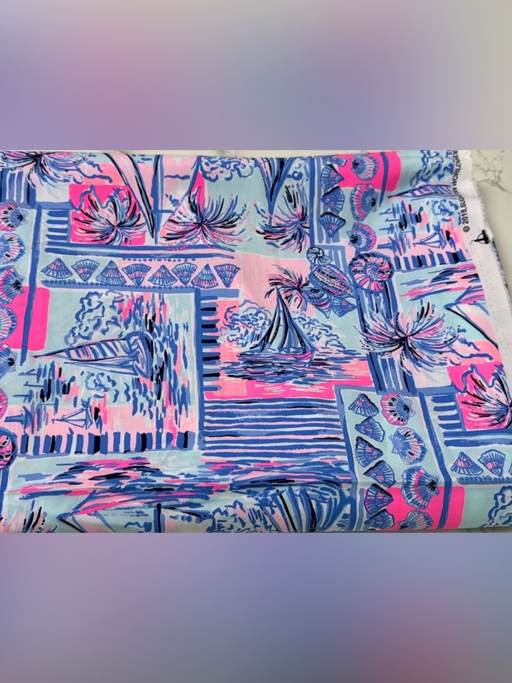 Lilly Pulitzer Yeah Buoy Cotton Poplin Fabric 2 Yards - 56” width